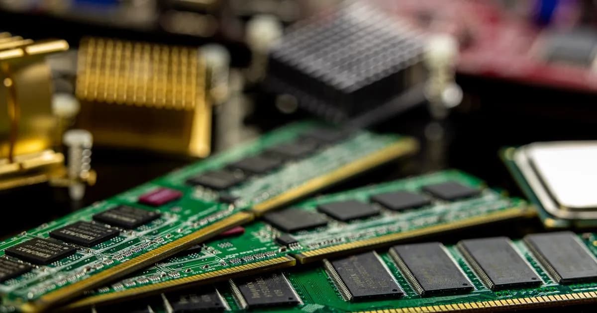 Representational image: a close-up of memory chips on a circuit board, symbolizing the buffer pool caching pages in memory