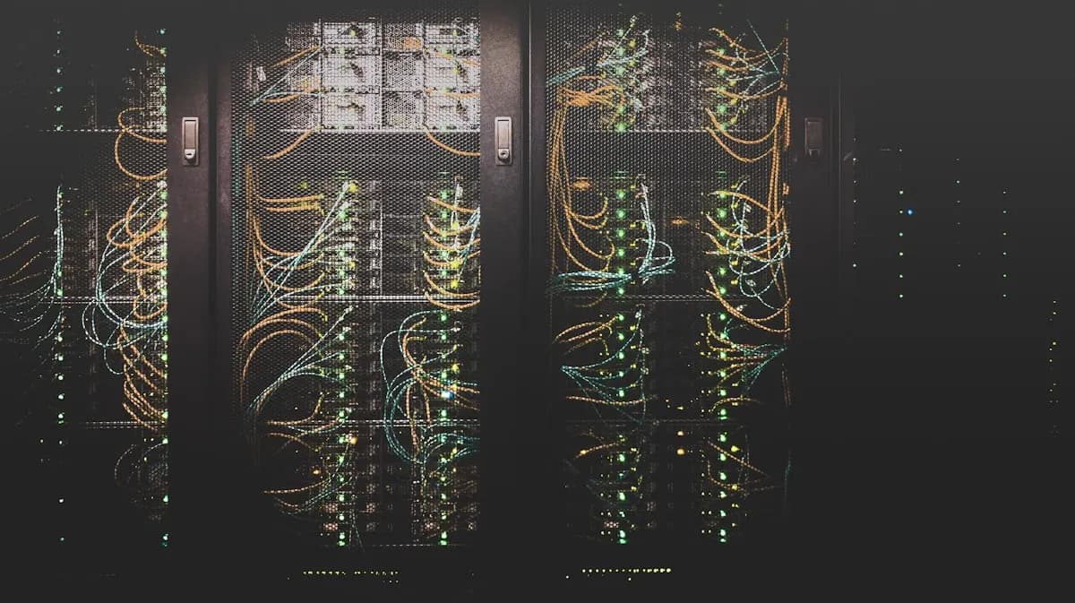 Rows of illuminated server racks in a modern data center, representing caching infrastructure